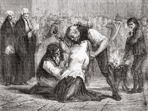 Die Folterung von Madame de la Motte, graviert von Meyer-Heine, aus 