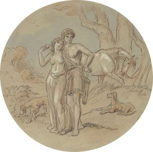 Eines von achtzehn Designs für eine Serie von Platten, die Venus und Adonis illustrieren