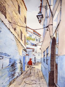 Ein Besucher, Chefchaouen, Marokko, ca. 2024