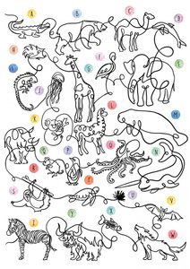 Tieralphabet Linienkunst von Hanna Lee Tidd
