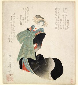 Der Schauspieler Onoe Kikugoro III in der Rolle einer Kurtisane