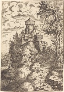 Landschaft mit einer Festung und großer Treppe von Hanns Lautensack