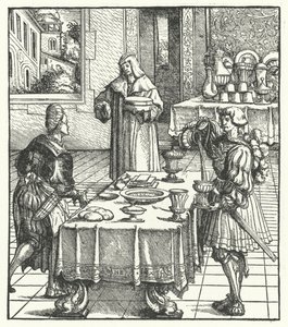 Erzherzog Maximilian von Österreich lernt die Kochkunst von Hans (after) Burgkmair