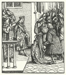 Margarete von Österreich, Tochter von Erzherzog Maximilian von Österreich, übergeben an die Vormundschaft von König Ludwig XI. von Frankreich von Hans (after) Burgkmair