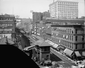 Hochbahn, Wabash Avenue, Chicago, Illinois, ca. 1900-10