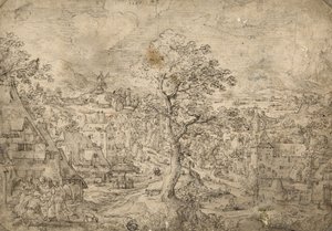 Landschaft mit Abraham und Engeln, 1567 von Hans Bol