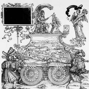 Szene aus Maximilians Triumphzug, ca. 1516-18 (Holzschnitt) (s/w Foto) von Hans Burgkmair