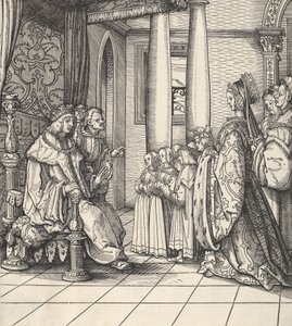 Der Weiße König empfängt seine Tochter Margarete und die Kinder von König Philipp, aus Der Weisskunig, 1514-16 von Hans Burgkmair