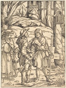 Pilger an einem Wegesrand-Schrein von Hans Burgkmair I