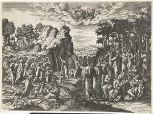 Moses schlägt Wasser aus dem Felsen