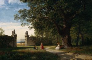 Parklandschaft mit Figur