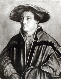 Porträt eines Mannes mit rotem Hut, um 1530