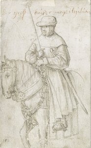 Kaiser Maximilian I in Reisekleidung zu Pferd von Hans Holbein the Elder