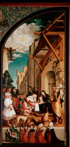 Altarbild Oberried: „Die Anbetung der Könige“ Detrempe auf Holz von Hans Holbein dem Jüngeren (1497/8-1543)