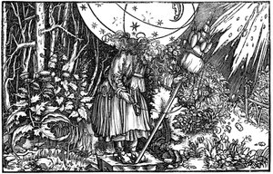 Alte Frau, Hexe oder Fee beim Spinnen, 1547 von Hans Holbein der Jüngere