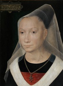 Detail des Porträts einer jungen Frau von Hans Memling