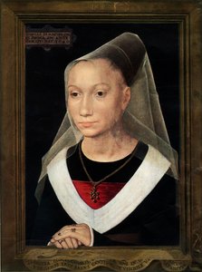 Porträt von Marie, Tochter von Willem Moreel, 1480 von Hans Memling