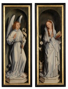 Rückseite eines Flügelpaares mit der Verkündigung von Hans Memling