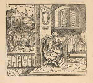Betende Frau und Trauerzug von Hans Schäufelein (possibly)