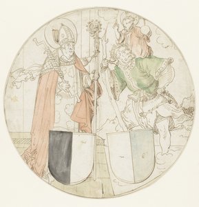 Heiliger Christophorus und Erasmus, jeder mit einem Wappenschild von Hans Sebald Beham (possibly)