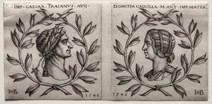 Büsten von Kaiser Trajan und Domitia Calvilla, 1546 von Hans Sebald Beham