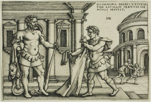 Lichas bringt das Gewand des Nessus zu Herkules, aus Die Arbeiten des Herkules von Hans Sebald Beham