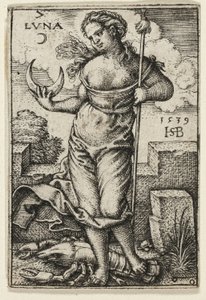 Mond, Platte sieben aus Die sieben Planeten mit den Tierkreiszeichen von Hans Sebald Beham