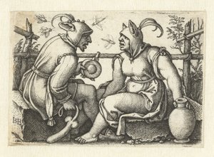 Narr mit Phallus und weiblicher Narr