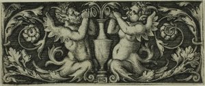 Ornament mit zwei Tritonen, aus Vier Vignetten von Hans Sebald Beham