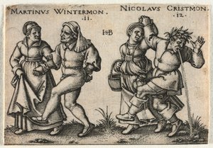 Die Bauernhochzeit oder die zwölf Monate: 11-Martinus Wintermon 12-Nicolaus Cristmon von Hans Sebald Beham
