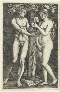 Versuchung von Adam und Eva im Paradies von Hans Sebald Beham