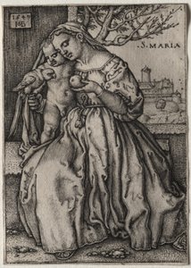 Maria mit dem Kind und einem Papagei von Hans Sebald Beham