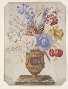 Blumen in einer vergoldeten Vase mit dem Wappen von Holstein-Gottorp von Hans Simon Holtzbecker