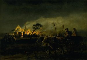 Ein brennender Bauernhof von Hans Smidth
