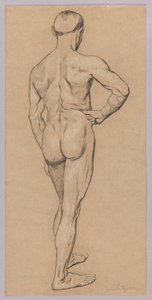 Männlicher Akt von hinten von Hans Thoma