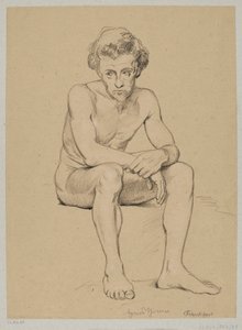 Akt eines sitzenden Mannes von Hans Thoma
