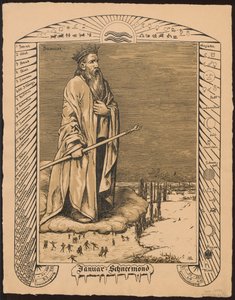 Allegorie des Januars. Entwürfe zum "Immerwährenden Bilderkalender", Teil I, 1881-1901 von Hans Thoma