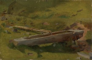 Baumstamm als Brunnentrog von Hans Thoma
