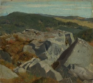 Blick auf Felsen und Höhenzüge von Hans Thoma