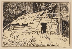 Zeichnung für das Lesebuch: Hütte von Hans Thoma