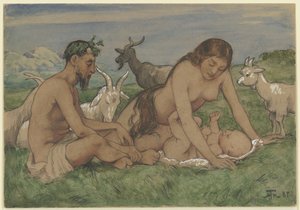 Familie der Faune von Hans Thoma