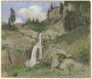 Landschaft mit Wasserfall (Dekoration zu einem Puppentheater)