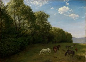 Landschaft mit weidenden Pferden von Hans Thoma