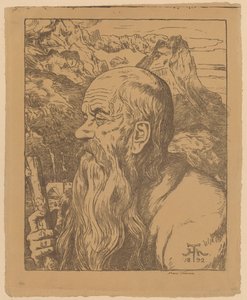 Mystischer Wanderer vor den Alpen von Hans Thoma