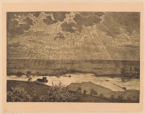 Landschaft mit Sämann und Pflüger am Main von Hans Thoma