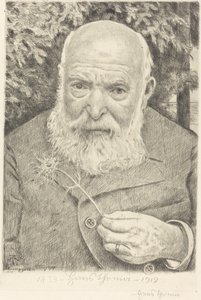 Selbstporträt VI mit Blume von Hans Thoma