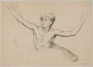 Studie eines halbnackten jungen Mannes mit ausgebreiteten Armen von Hans Thoma