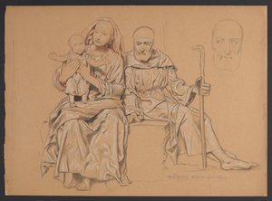 Heilige Familie, rechts Wiederholung des Kopfes von St. Josef von Hans Thoma