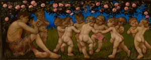 Tanzende Putti mit Rosengirlande von Hans Thoma