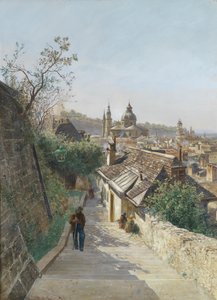 Blick auf die Salzburger Altstadt von der Nonnbergstiege aus gesehen
